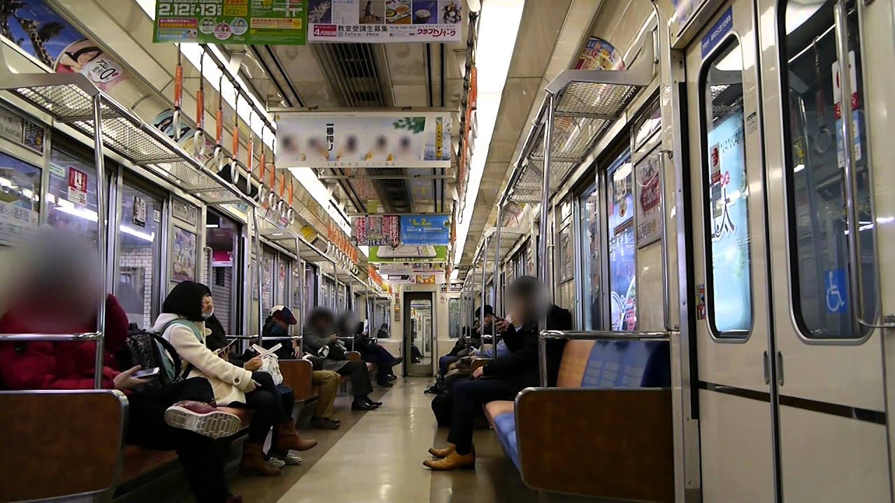 大阪市営地下鉄御堂筋線・天王寺～新大阪の車内風景　Subway Midosuji Line,Osaka,Japan