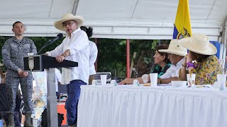 Presidente Gustavo Petro en la entrega del proyecto planta procesadora de arroz en Palermo, Huila