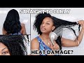 From Straight to Curly Wash Day Routine  | 😳 Did I Get Heat Damage?