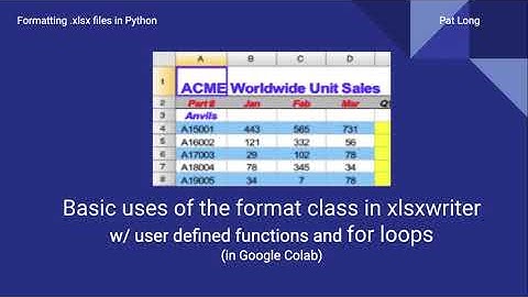Introduction to Formatting Excel Files using Python using for loops and functions (in Google Colab)
