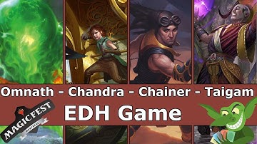 Omnath vs Chandra vs Chainer vs Taigam EDH / CMDR game play from Magic Fest Montreal
