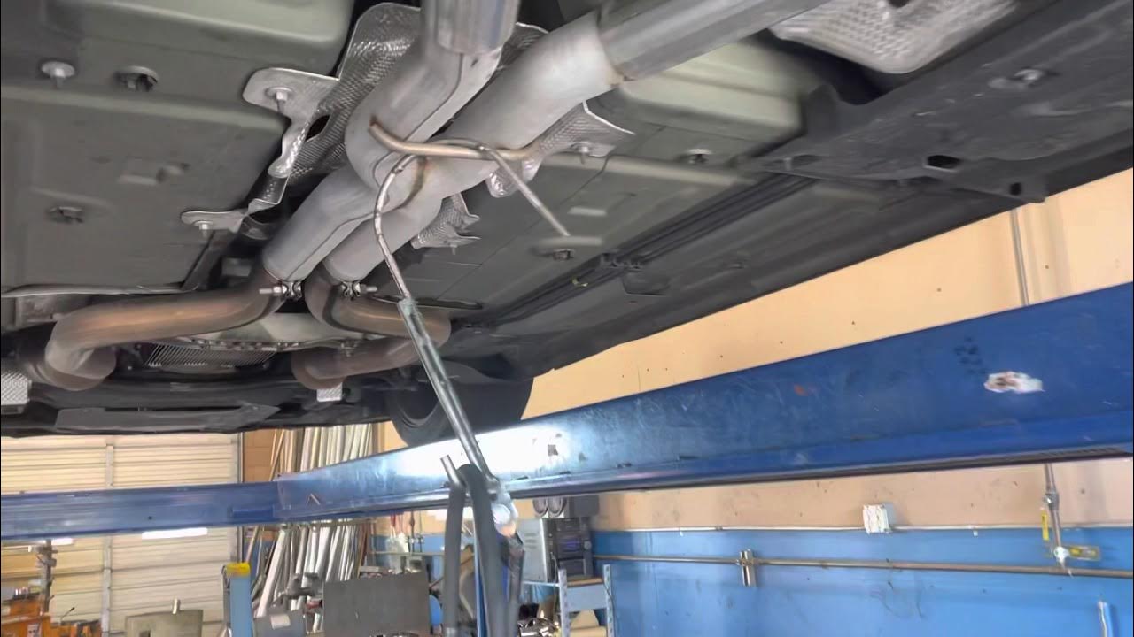 Dodge Challenger undercarriage with active exhaust. - YouTube