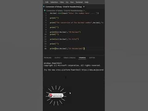Conversion of decimal to binary, octa & hexa 🔥🔥 using Python| #python ...