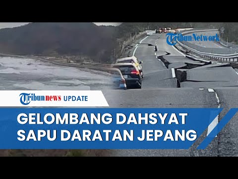 Detik-detik Gelombang Tsunami Sapu Daratan Jepang seusai Gempa 7,6 SR, Jalanan Porak-poranda