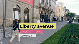 【4K】Caminhando em Braga - Av. da Liberdade - Centro Histórico - 4K Portugal - WALK Liberty Avenue