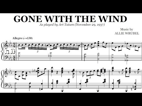 Art Tatum Gone With The Wind Jazz Piano Transcription 