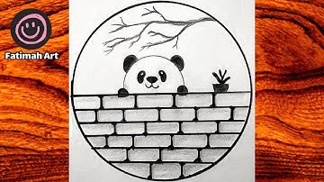 Circle drawing😍 panda drawings😊easy circle drawing😀 easy circle scenery❤: panda drawing in circle⭕
