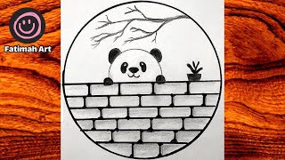 Circle drawing panda drawingseasy circle drawing easy circle scenery❤: panda drawing in circle⭕