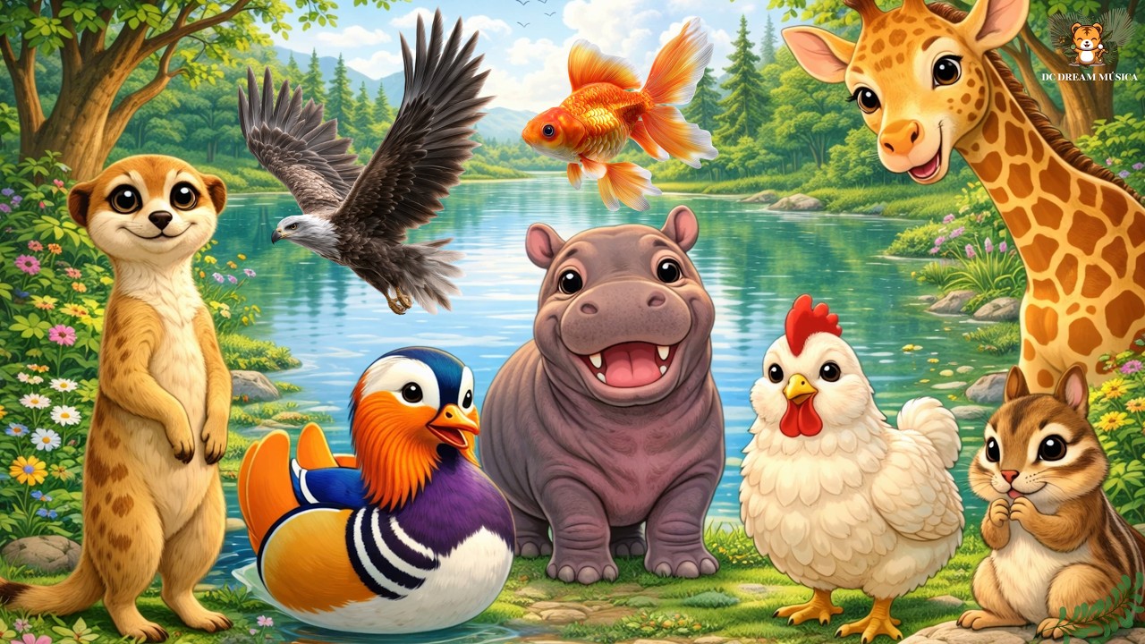 Cute Baby Animal Sounds – Meerkat, Mandarin Duck, Hippo, Galeeny, Giraffe, Chipmunk - Animal Video