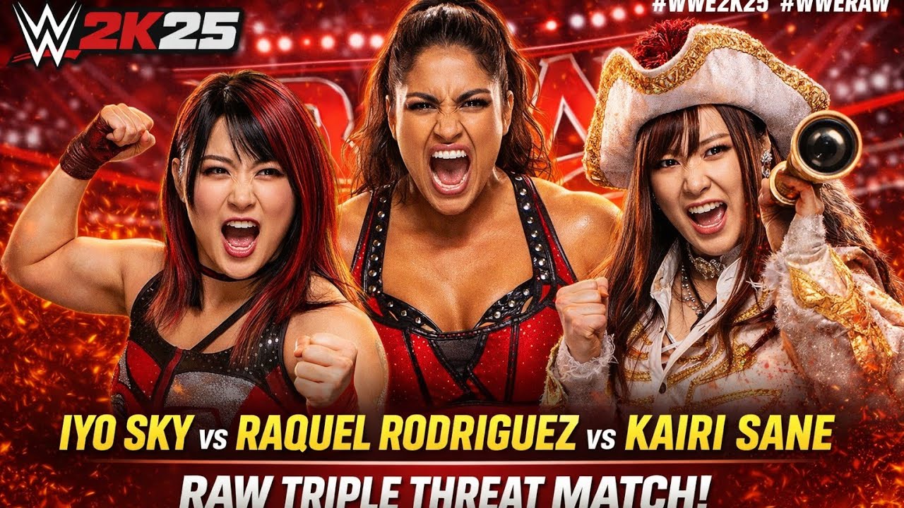 WWE 2K25 RAW -  Iyo Sky vs Raquel Rodriguez vs Kairi Sane | WWE RAW Women’s Triple Threat Match