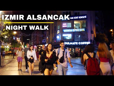 Izmir, 튀르키예 | Alsancak | 야간 도시 산책 4K