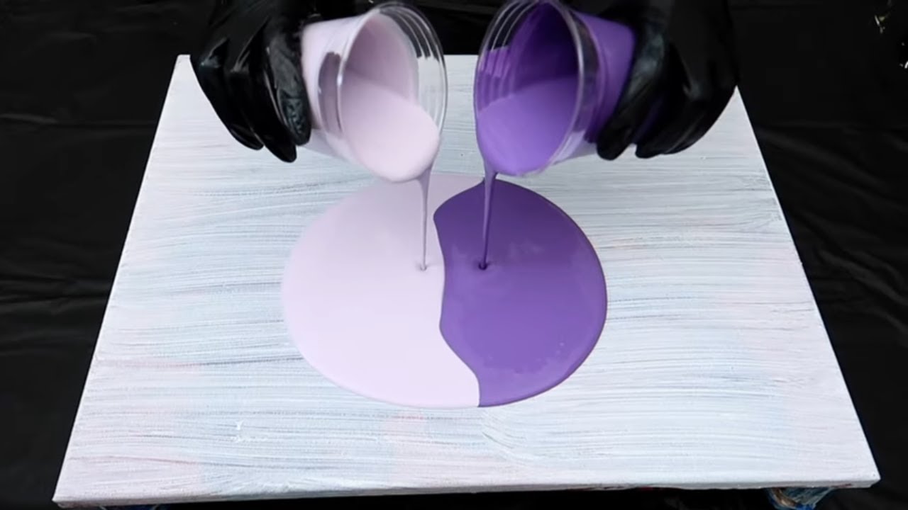 Acrylic Pour Painting| Negative Space Painting with a Swipe | Puddle ...