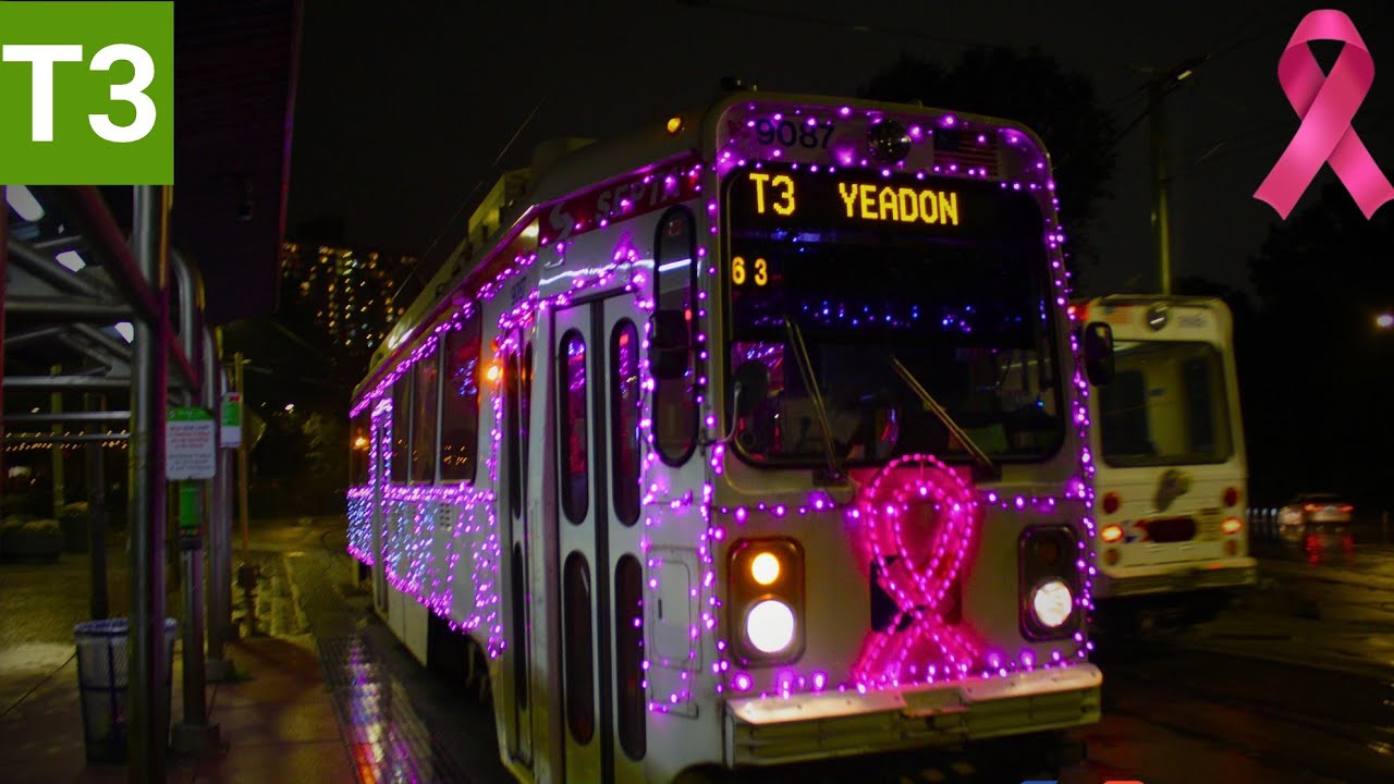 SEPTA - Ride Aboard 1981 Kawasaki  #9087 on Route T3/13 To 13th and Market with the Breast-Cancer