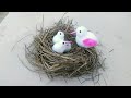 Make bird with their little babies in nest from cotton gk craft