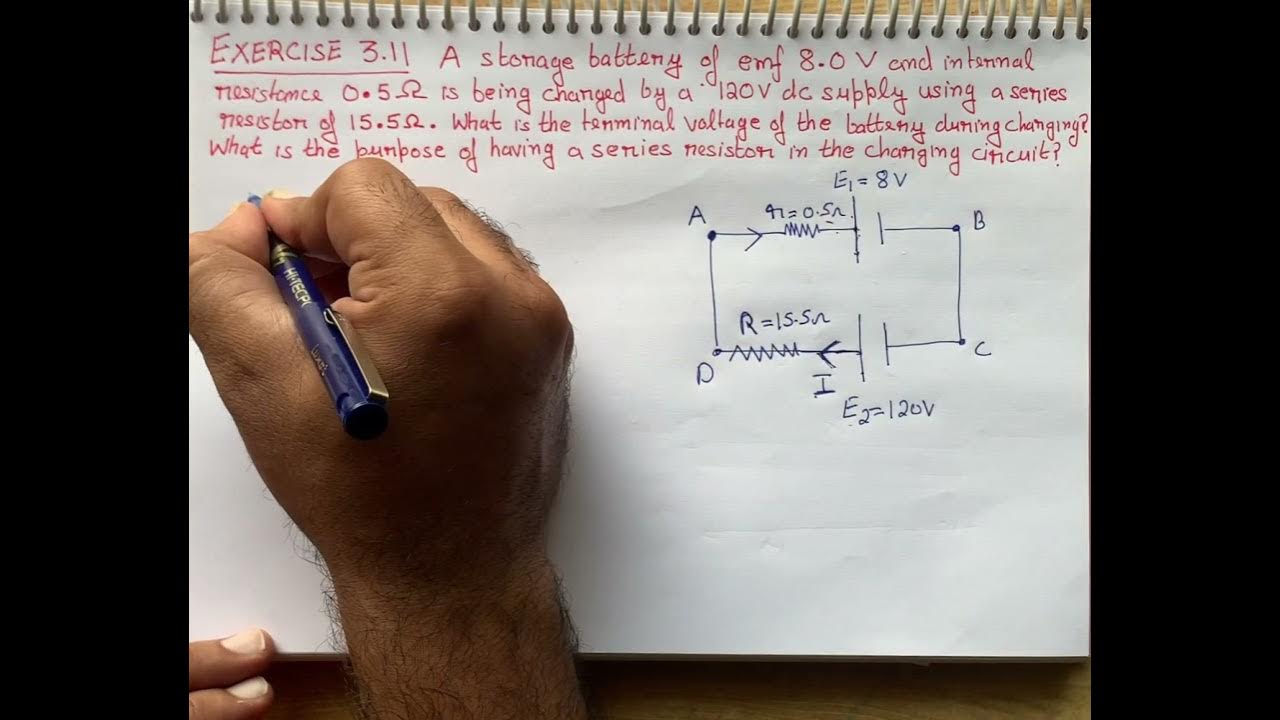 A storage battery of emf 8.0 V and internal resistance 0.5 ohm is being
