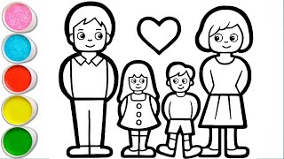 Family Coloring | Parents and Children Coloring | Family Coloring Pages | Family Drawing Coloring