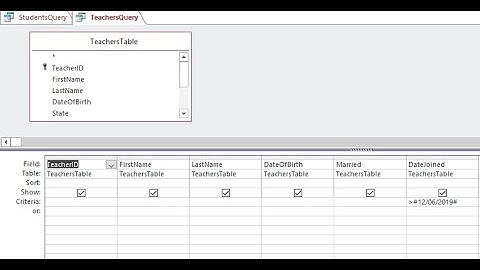 Query Designing in Ms Access