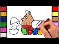 رسم وتلوين الكتكوت الصغير والبيض الملون للاطفال,,,,,, drawing &amp; coloring chick and egg for kids