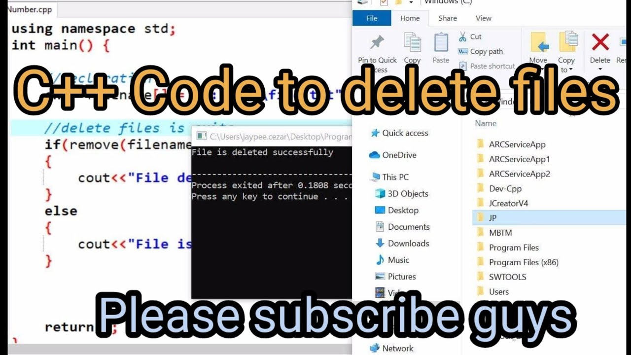 Review #8 : C++ Code to Delete files in your computer - YouTube