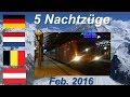 5 lange Winterurlaubs-Nachtzüge in 1 Nacht am Rhein, 2016: Austria-, Schnee-Express, Treski, CNL, EN