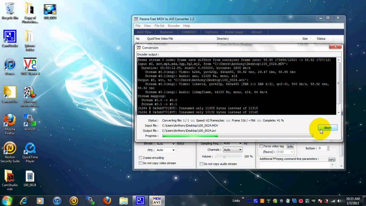 How to convert MOV to AVI