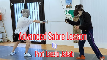 Hungarian Sabre fencing lesson for advanced fencer by Laszlo Jakab (with caption of instruction)