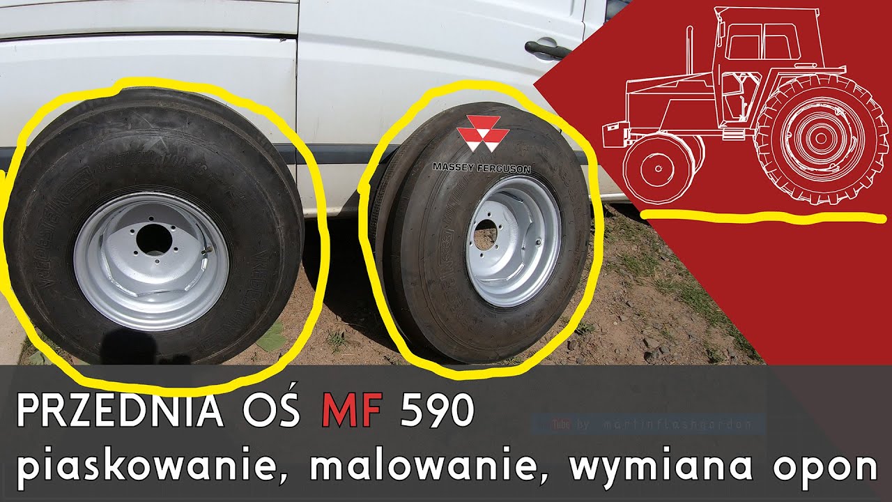 MF 590 remont #4 piaskowanie felg i wymiana przednich opon