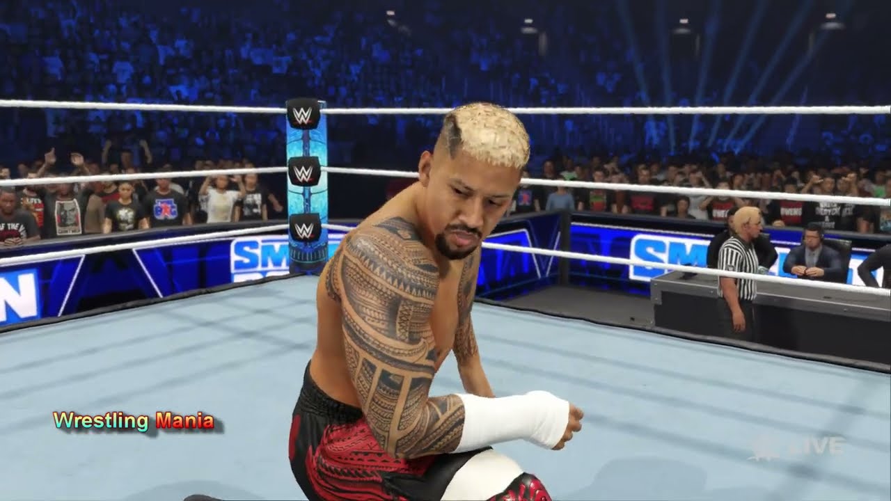 WWE 2k24 Roman Reigns VS Cody Rhodes VS The Rock VS Solo Sikoa on Smackdown Live at WWE 2K24