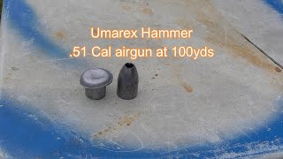 .50 cal air gun hollowpoint slugs at 100yds:  Umarex Hammer 388gr Hp slugs