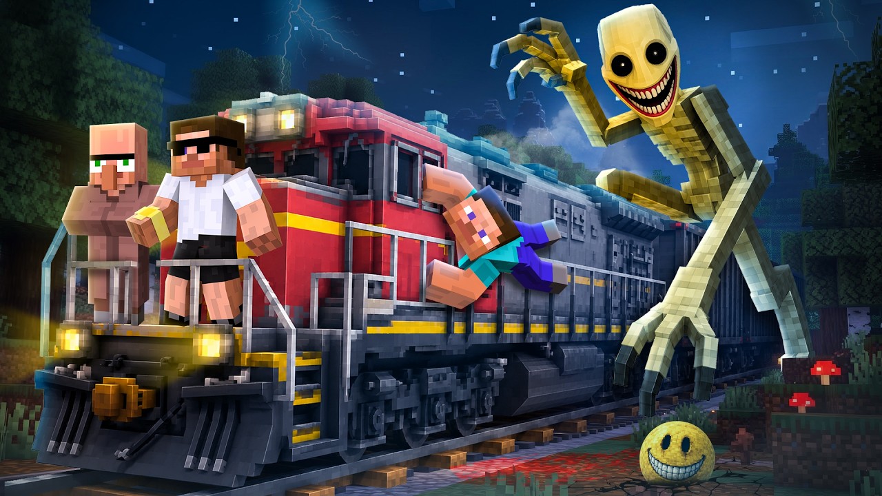 Surviving HAUNTED TRAIN in Minecraft..