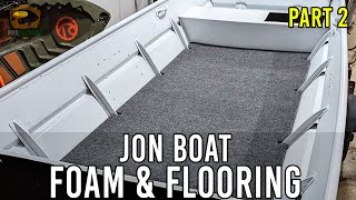 JON BOAT FOAM & FLOORING  PART 2  Carpeting Plywood on the Jon Boat To Bass Boat Build Conversion