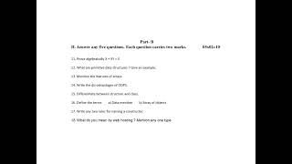 2nd PUC COMPUTER SCIENCE MID TERM EXAMINATION  MODEL QUESTION PAPER December 2021