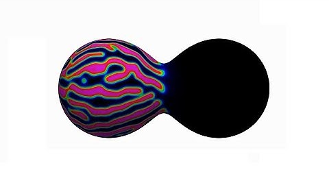 Spinodal decomposition and pattern formation along two colliding spheres: the Cahn-Hilliard model