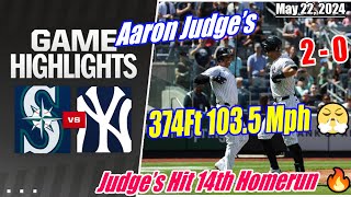 Yankees vs Mariners (Game Highlights) | May 22, 2024 | Aaron Judge's Hit 14th Homer [2 Runs - HR] 😱