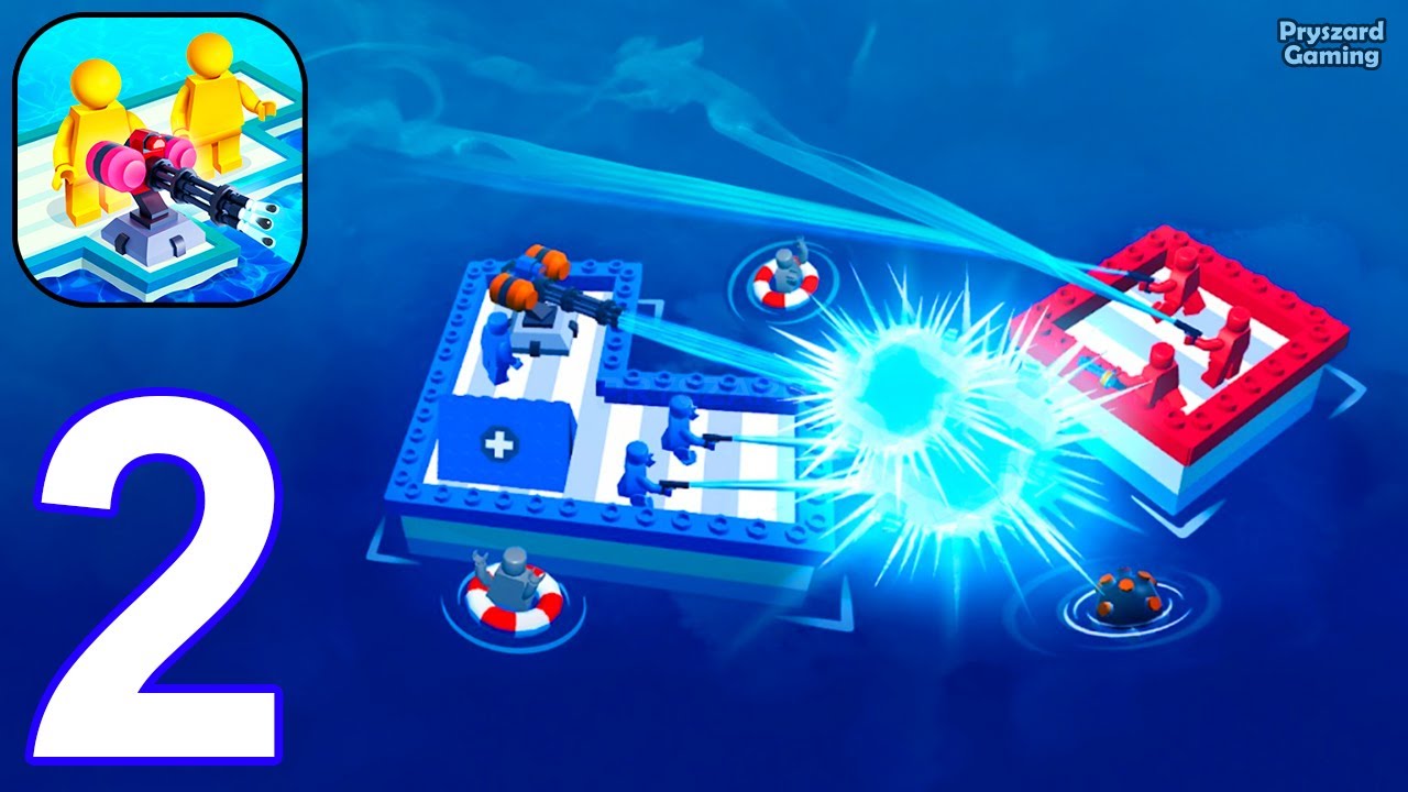 Sea Battle Raft - Gameplay Part 2 Stickman Raft Survival War Army Commander (iOS, Android)