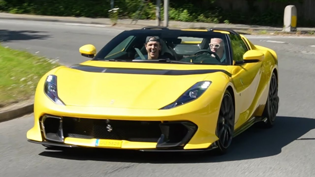 Supercars in Alderley edge (Ferrari 812 comp ×2,Lamborghini aventador svj, murcielago,Porsche gt3rs)