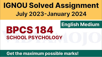 IGNOU BPCS 184 Solved Assignment 2023-24 PDF Download | English Medium | Vidyamojo