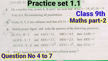 Practice set 1.1 class 9th Maths | Basic Concepts in Geometry | question No 4 to 7