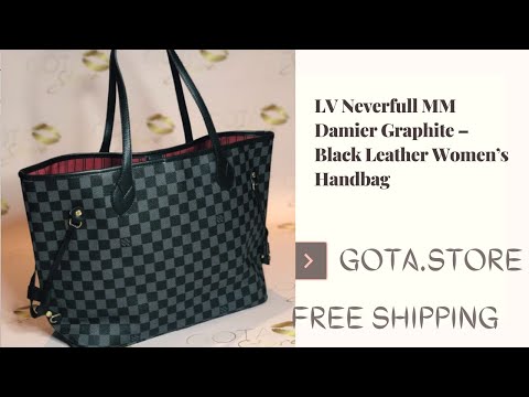 LV Neverfull MM Damier Graphite - Black Leather Women's Handbag - GOTA Store