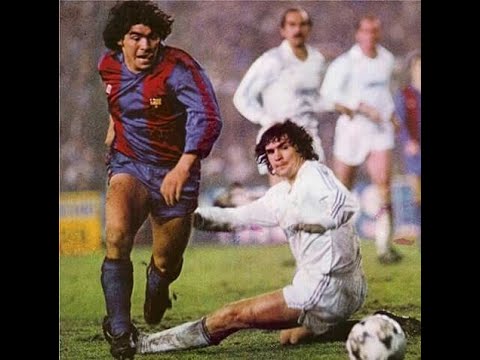 FOOTBALL FUTBOL POSTER GOAL MARADONA BARCELONA CF V REAL MADRID ESPANA 1982-83
