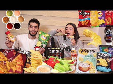 Asmr مهرجان المقرمشات و الصوصات شيبس