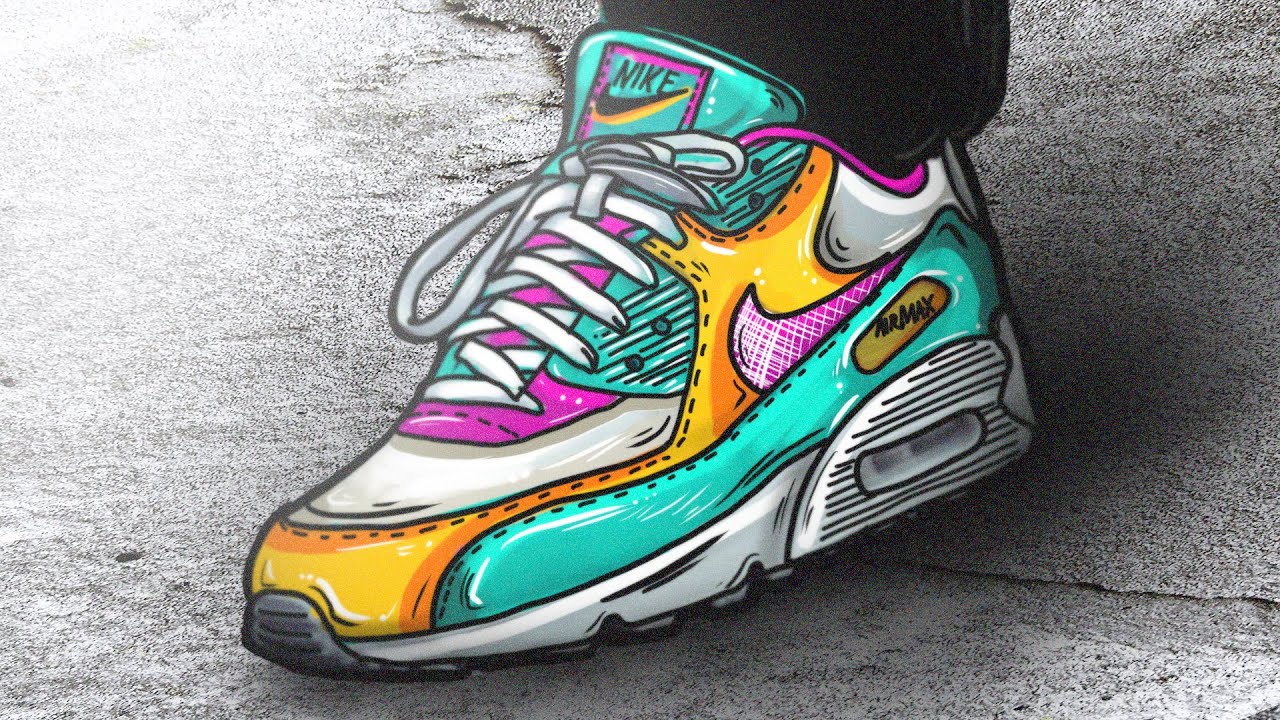 Pareja intelectual Negligencia médica CARTOON NIKE AIR MAX 90!!! MOCKUP USING PROCREATE APP - YouTube