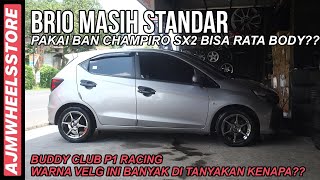 INI DETAIL NYA HONDA BRIO VELG BUDDY CLUB P1 RACING BLACK CHROME   // AJMWHEELSSTORE