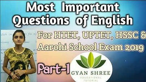 Most  Important  Questions  of English  | For HTET, UPTET, HSSC & Aarohi School Exam 2019| Part-1|