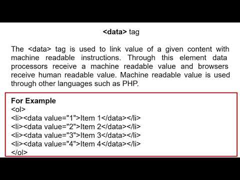 data tag in HTML in Hindi || By : Anu Monga