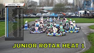 Exciting Action in Junior Rotax Heat 1 - Hooton Park April 2024!