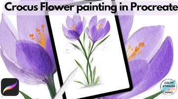How to paint a a Crocus (Saffron) Flower - Digital Painting in Procreate
