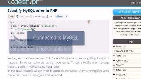 PHP Tutorial : Identify MySQL error in PHP