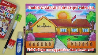 Mewarnai gambar sekolah SD