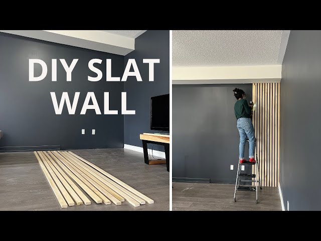 Modern Living Room Design Part 1 | DIY Wood Slat Wall class=